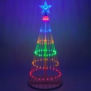 Wintergreen Lighting 4ft Multicolor Outdoor Christmas Light Show Cone Tree, 14-Function LED Outdoor Christmas Decoration